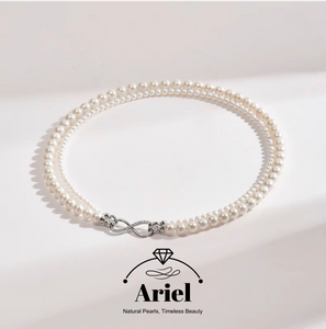 Ariel Double layered natural nuclear free freshwater pearl collarbone bead necklace with natural strong light