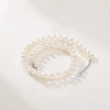925 Silver 3-7mm White Natural Freshwater Nearly Round Pearl Necklace For Wedding Dress Women