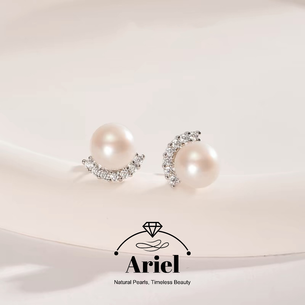 Ariel 925 Silver Freshwater Pearl Earrings 8-9mm Simple Commuting Jewelry