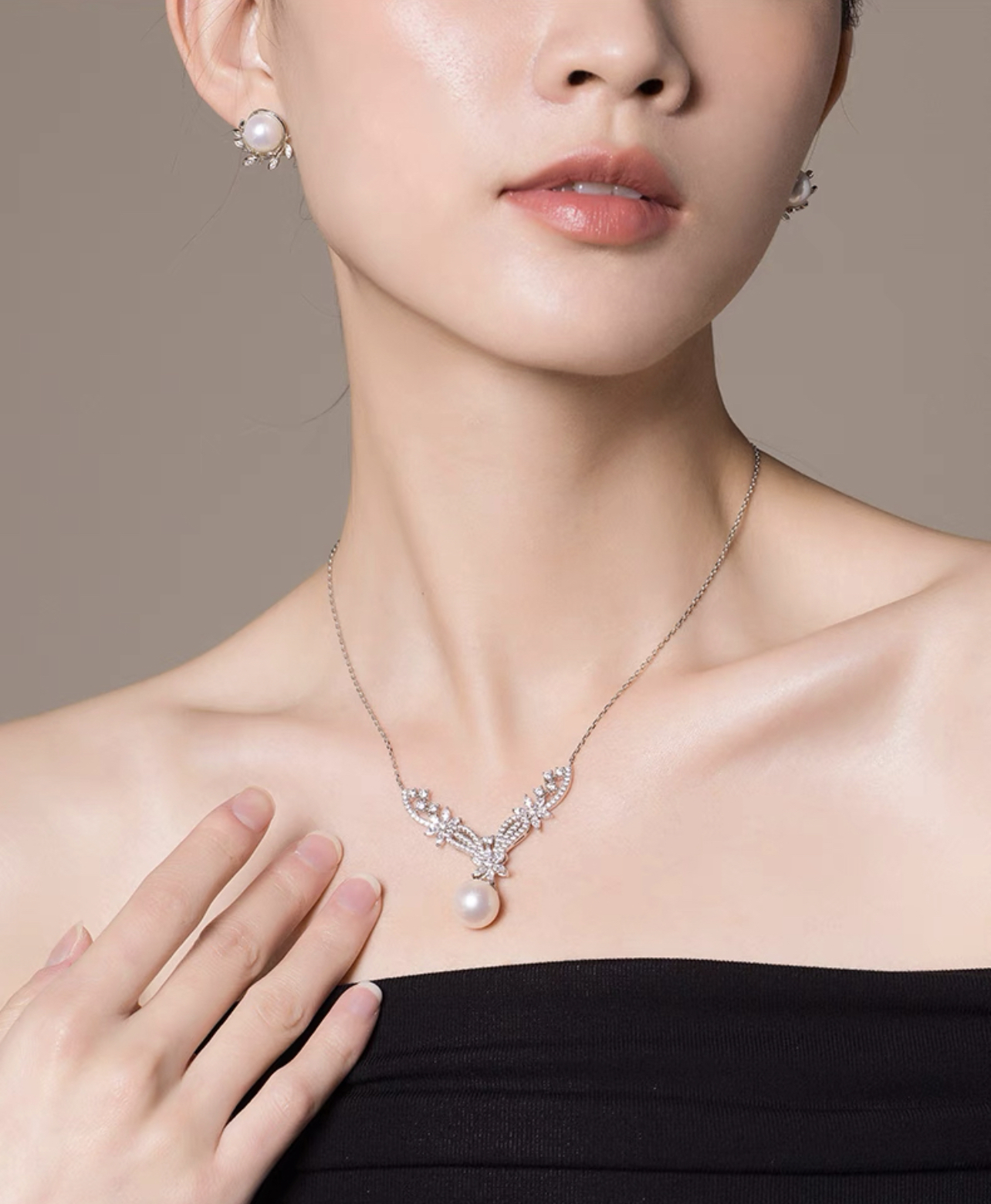 Ariel 925 Silver Freshwater Core Pearl Hanging Chain 12-13mm Round Simple Jewelry Festival Gift