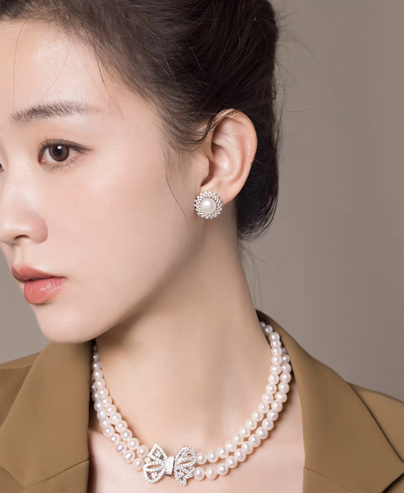 Ariel Star Man Silver S925 Freshwater Pearl Earrings 9-10mm Earrings As A Gift for Girlfriend