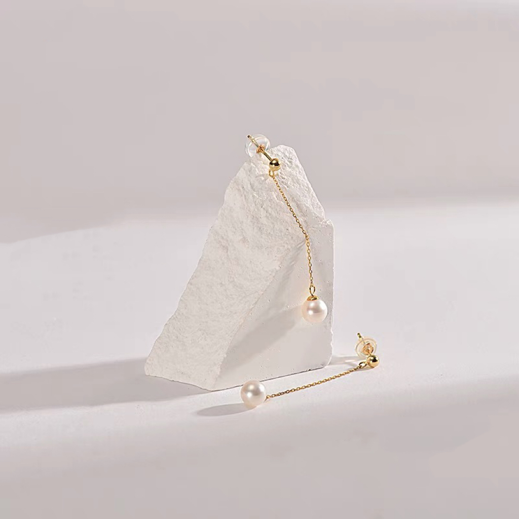 Ariel Freshwater pearl earrings white round light luxury elegant earrings for women