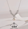 Ariel 925 Silver Freshwater Core Pearl Hanging Chain 12-13mm Round Simple Jewelry Festival Gift
