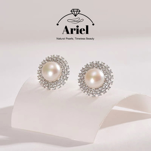 Ariel Star Man Silver S925 Freshwater Pearl Earrings 9-10mm Earrings As A Gift for Girlfriend