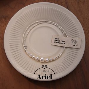 Ariel Gradient Smile Baby Freshwater Pearl Necklace Aurora 925 Pure Silver High Grade, Small And Medium Luxury