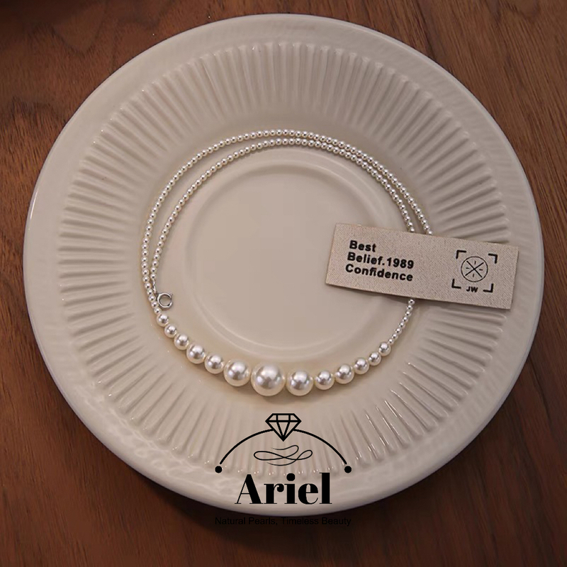 Ariel Gradient Smile Baby Freshwater Pearl Necklace Aurora 925 Pure Silver High Grade, Small And Medium Luxury
