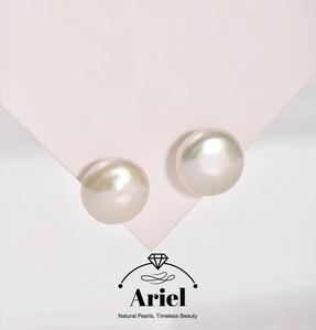 Ariel Pearl 925 Silver Freshwater Pearl Earrings 11-15mm Irregular Button Large Particle Pearl Earrings