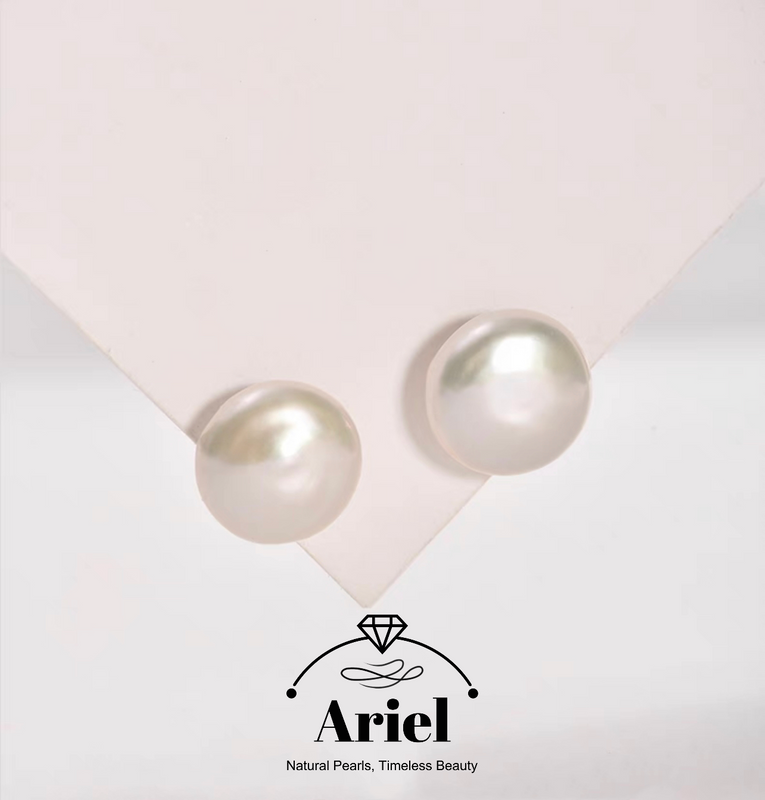 Ariel Pearl 925 Silver Freshwater Pearl Earrings 11-15mm Irregular Button Large Particle Pearl Earrings