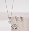 Ariel 925 Silver Freshwater Pearl Set 9-11mm White Hanging Chain Earrings