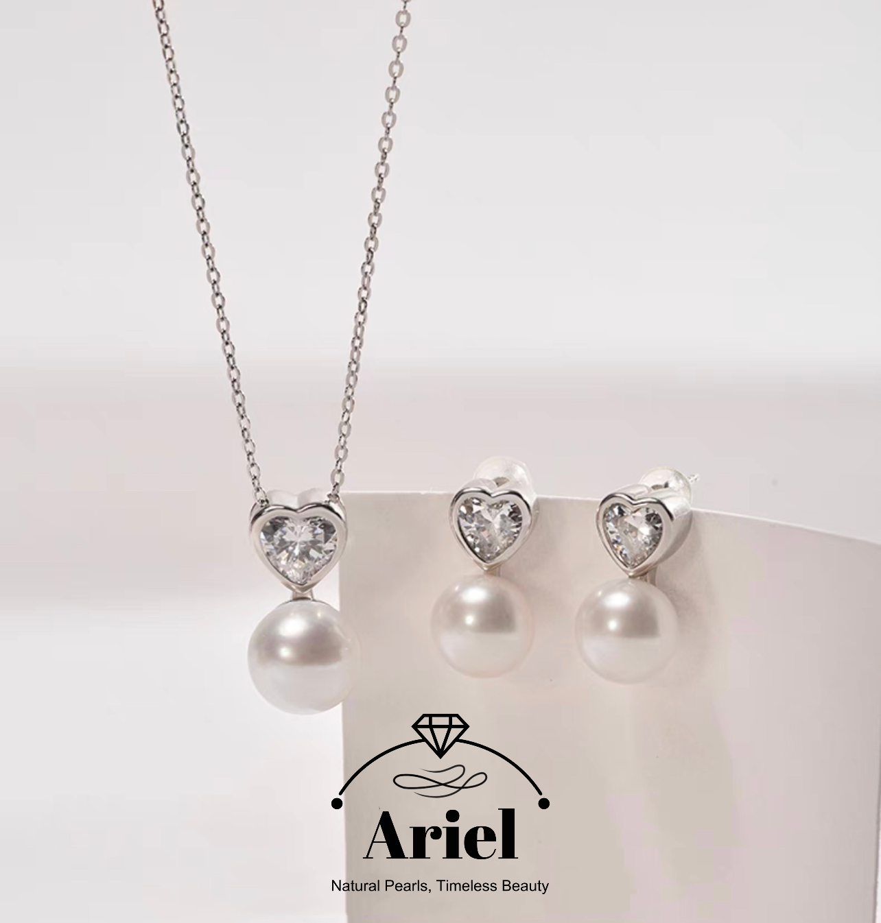Ariel 925 Silver Freshwater Pearl Set 9-11mm White Hanging Chain Earrings