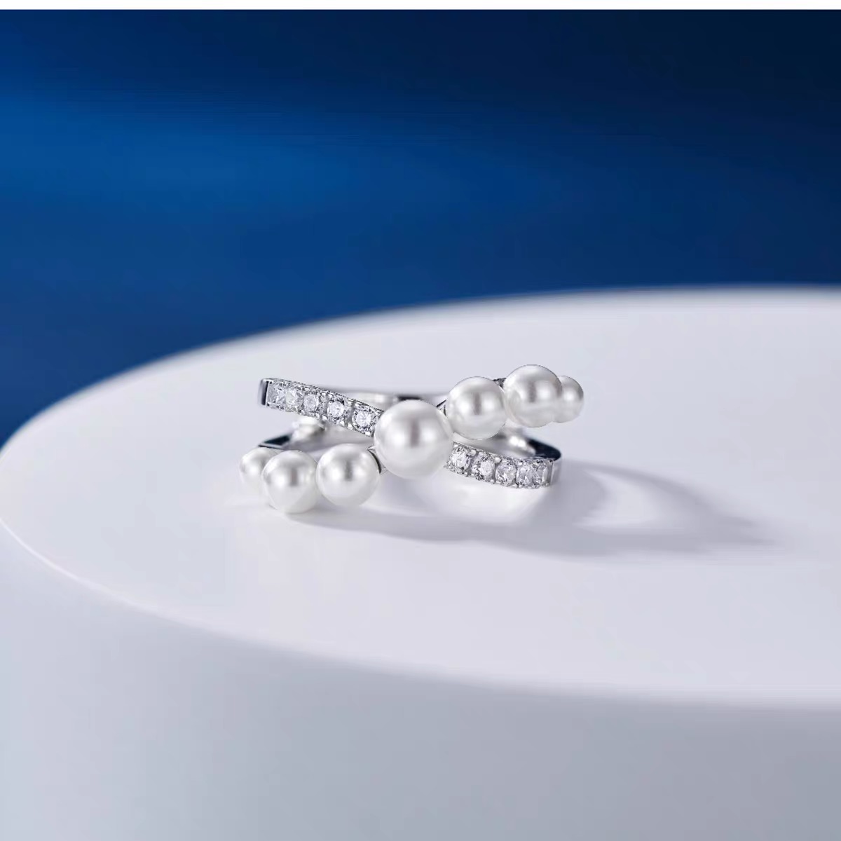 Ariel S925 Silver Freshwater Pearl Ring Female Adjustable Open Ring Jewelry Festival Gift Versatile Handmade