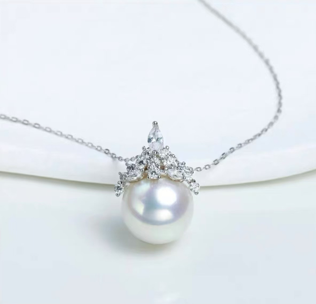 Ariel 925 Sterling Silver Ice Queen Single Pearl Pendant Necklace for Women, 2024 New Necklace, Autumn/winter Sweater Chain