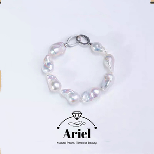 Ariel Original Large Colorful Baroque Pearl Bracelet Natural Fashion Simple and Atmospheric 925 Pure Silver