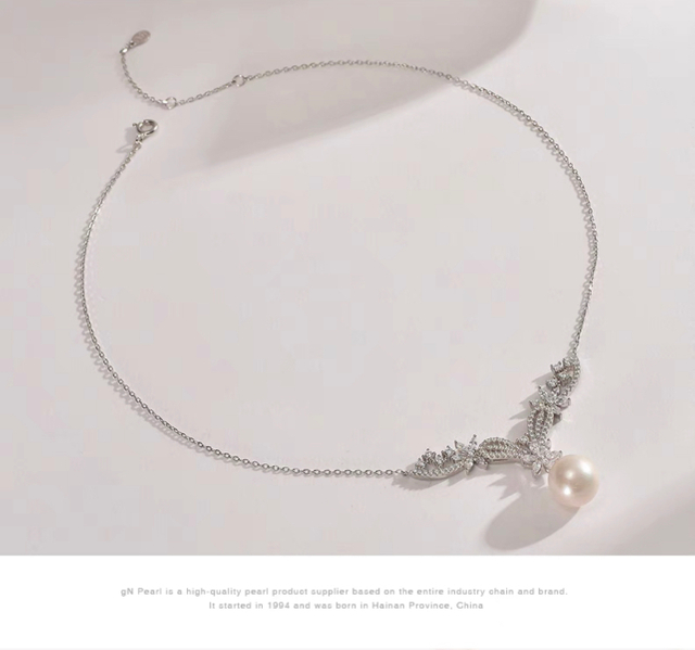 Ariel 925 Silver Freshwater Core Pearl Hanging Chain 12-13mm Round Simple Jewelry Festival Gift