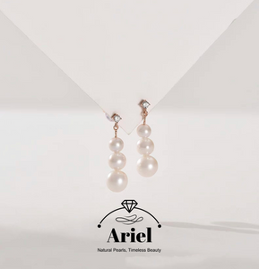 Ariel 925 Silver Freshwater Earrings 5-8mm White Round Minimalist Commuting Pearl Earrings for Women