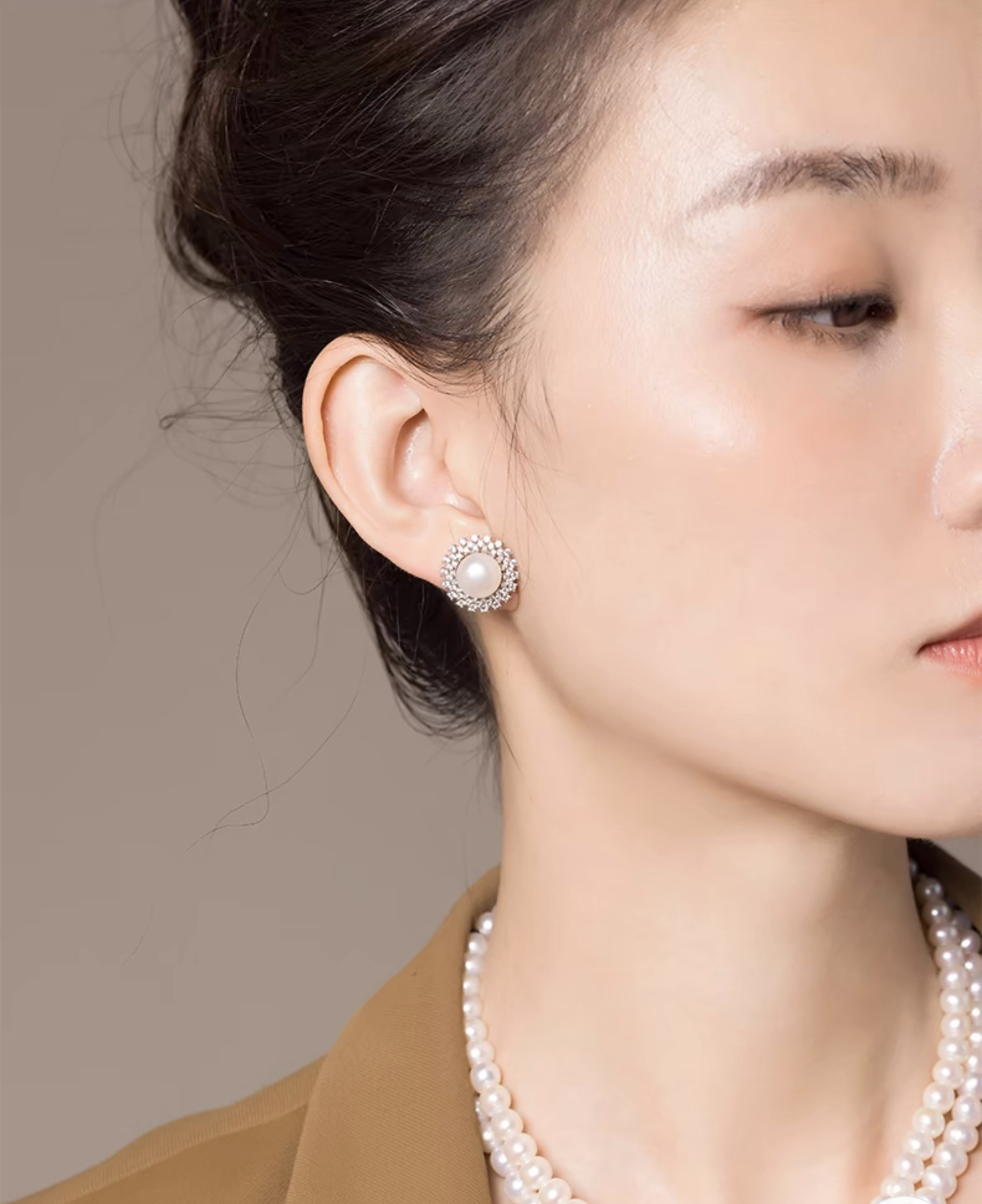 Ariel Star Man Silver S925 Freshwater Pearl Earrings 9-10mm Earrings As A Gift for Girlfriend