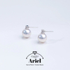 Ariel Round Natural Freshwater Real Pearl Light Luxury Earrings Made of Pure Silver, Featuring The Queen Dowager's Retro Palace Style Earrings for Women