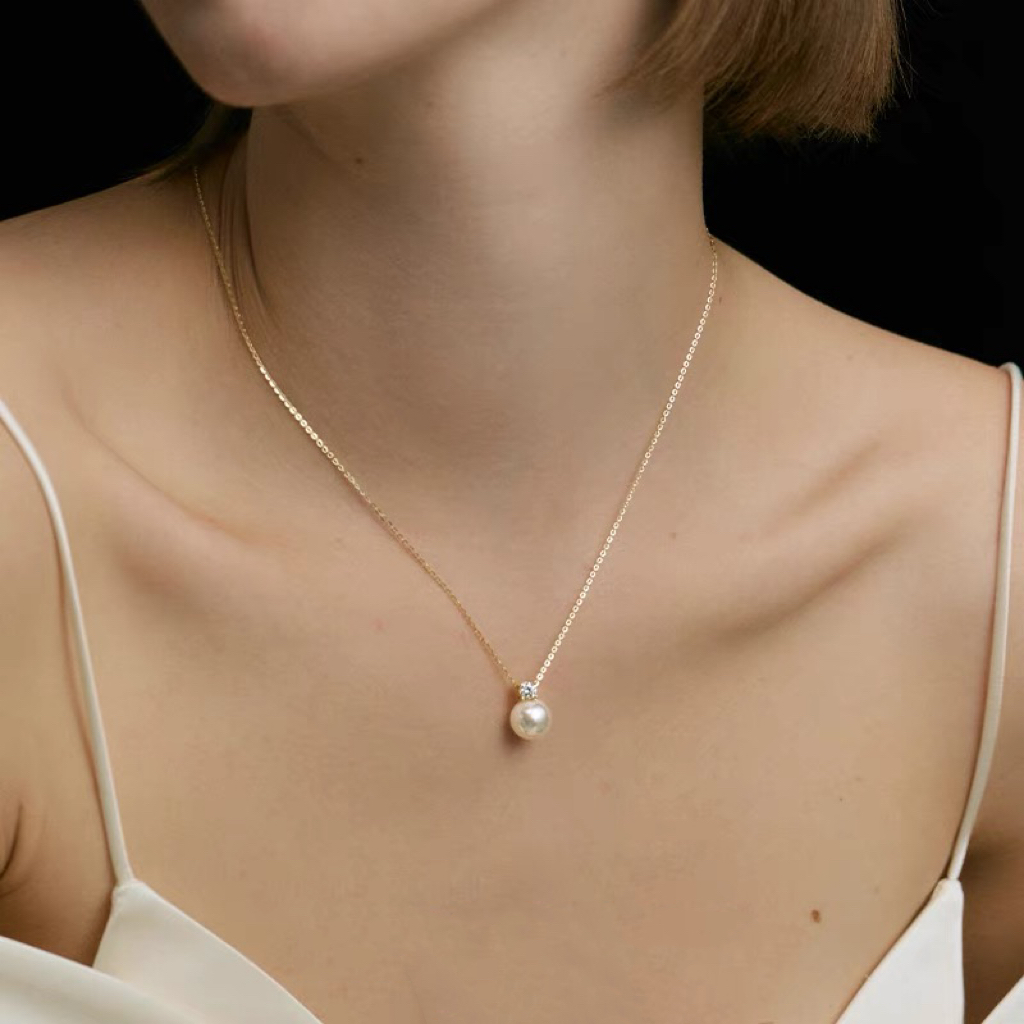 Ariel Dai Fei's Round Pearl Necklace, Sweater Chain, Light Luxury, Niche Necklace, Pure Silver Collarbone Chain