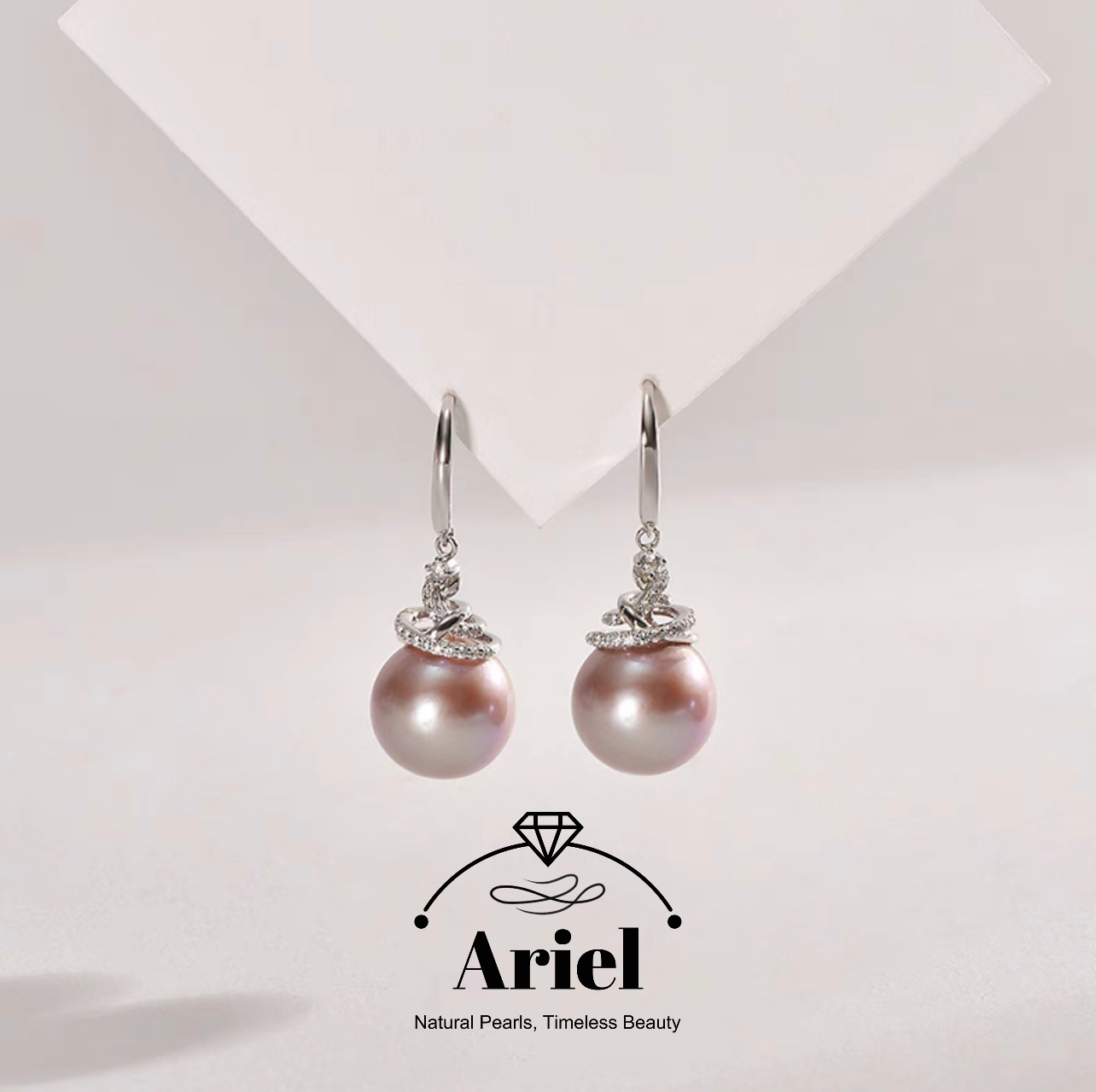Ariel S925 Freshwater Nucleated Pearl 12-13mm Purple Pink Circular Ear Hook