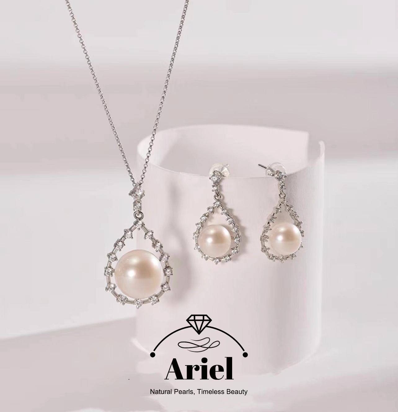 Ariel Qingrou 8-9mm 925 Silver Freshwater Pearl Earrings Fashion Jewelry Classic Design
