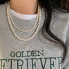 Ariel Double layered natural nuclear free freshwater pearl collarbone bead necklace with natural strong light