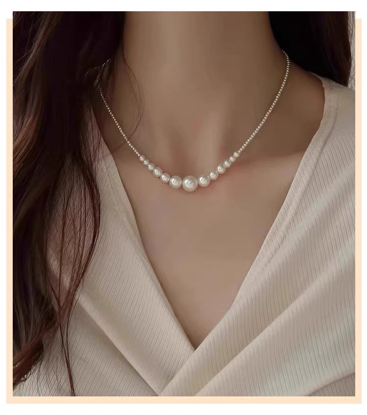 Ariel Gradient Smile Baby Freshwater Pearl Necklace Aurora 925 Pure Silver High Grade, Small And Medium Luxury