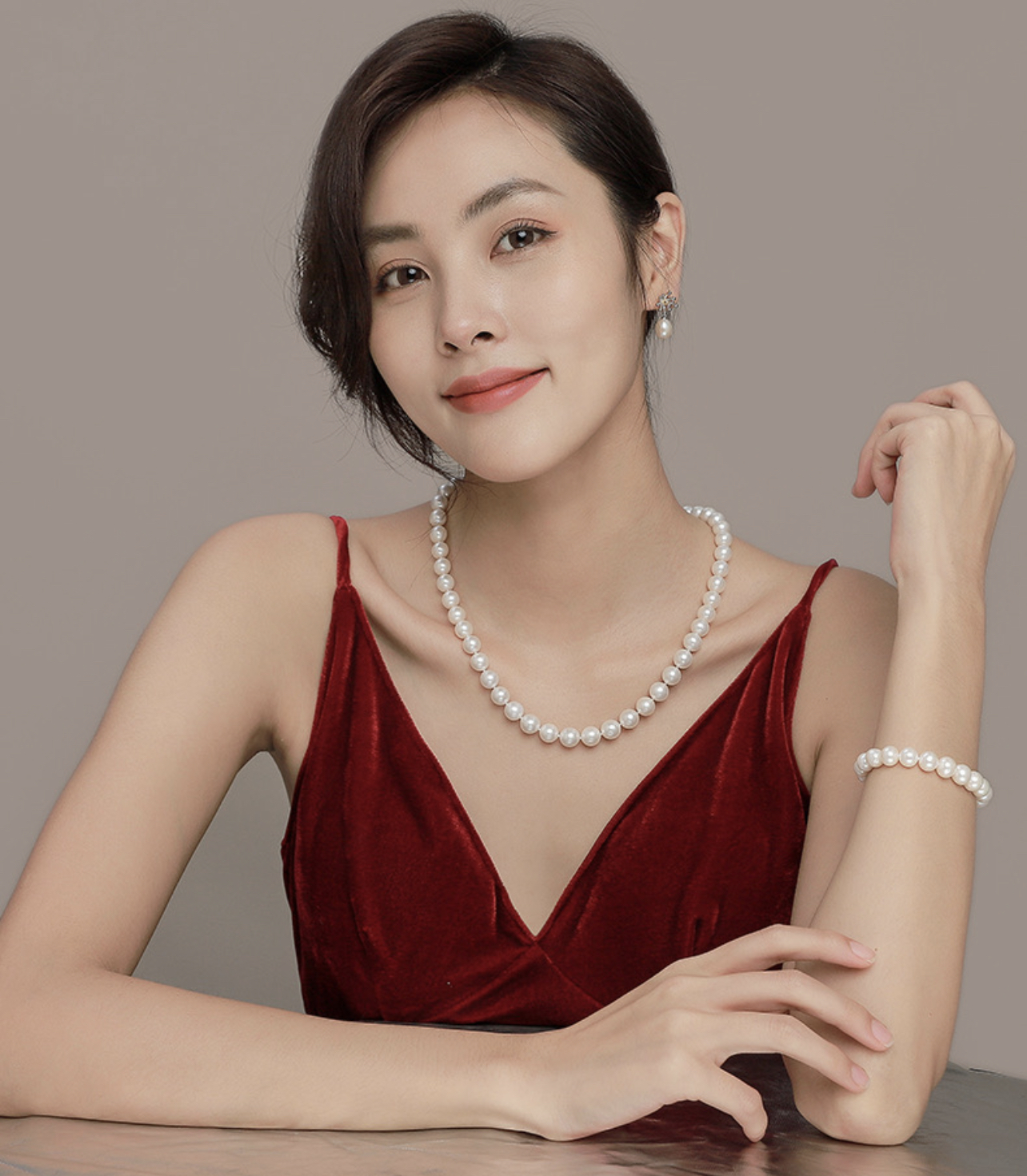 Ariel Freshwater Pearl Three Piece Set Round White Simple Jewelry