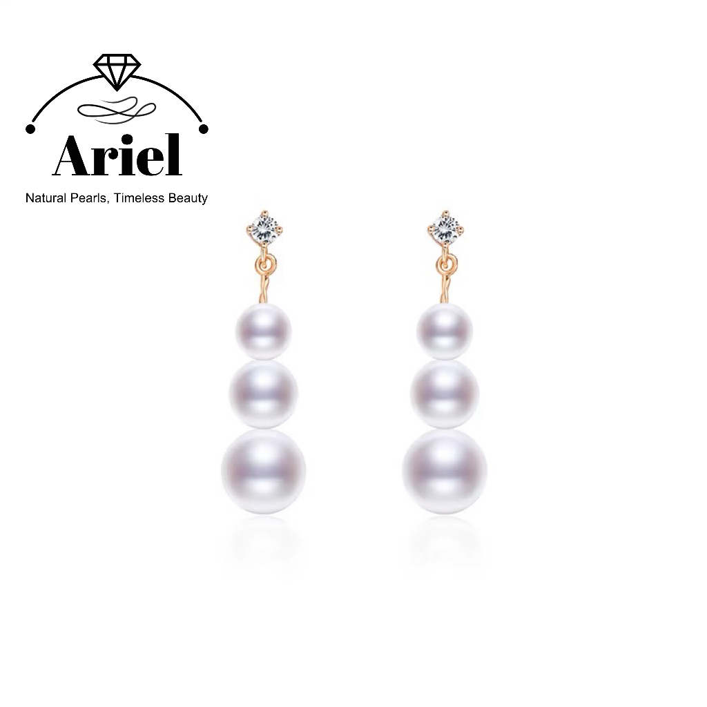 Ariel 925 Silver Freshwater Earrings 5-8mm White Round Minimalist Commuting Pearl Earrings for Women