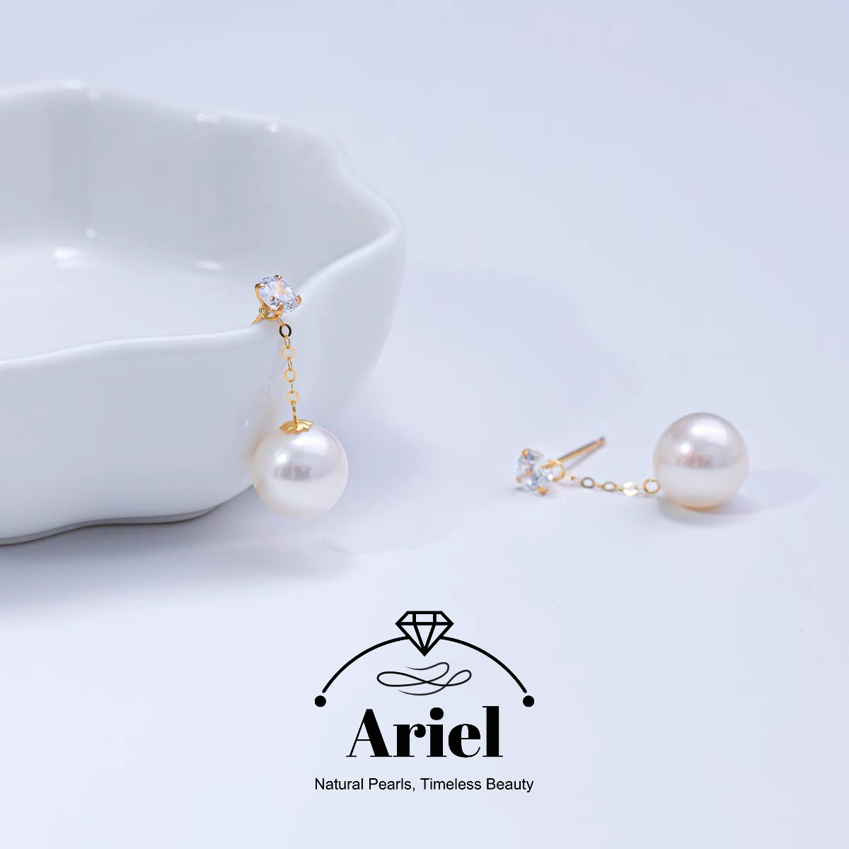 Ariel Natural freshwater pearl wind blowing earrings with fairy like aura, high-end feeling earrings