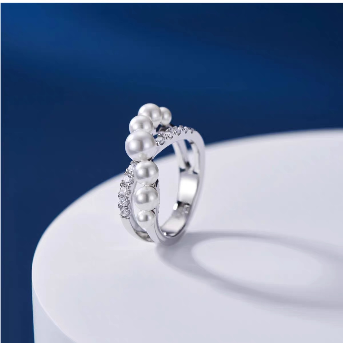 Ariel S925 Silver Freshwater Pearl Ring Female Adjustable Open Ring Jewelry Festival Gift Versatile Handmade