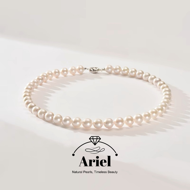 Round high light freshwater pearl necklace, white high-end jewelry gift