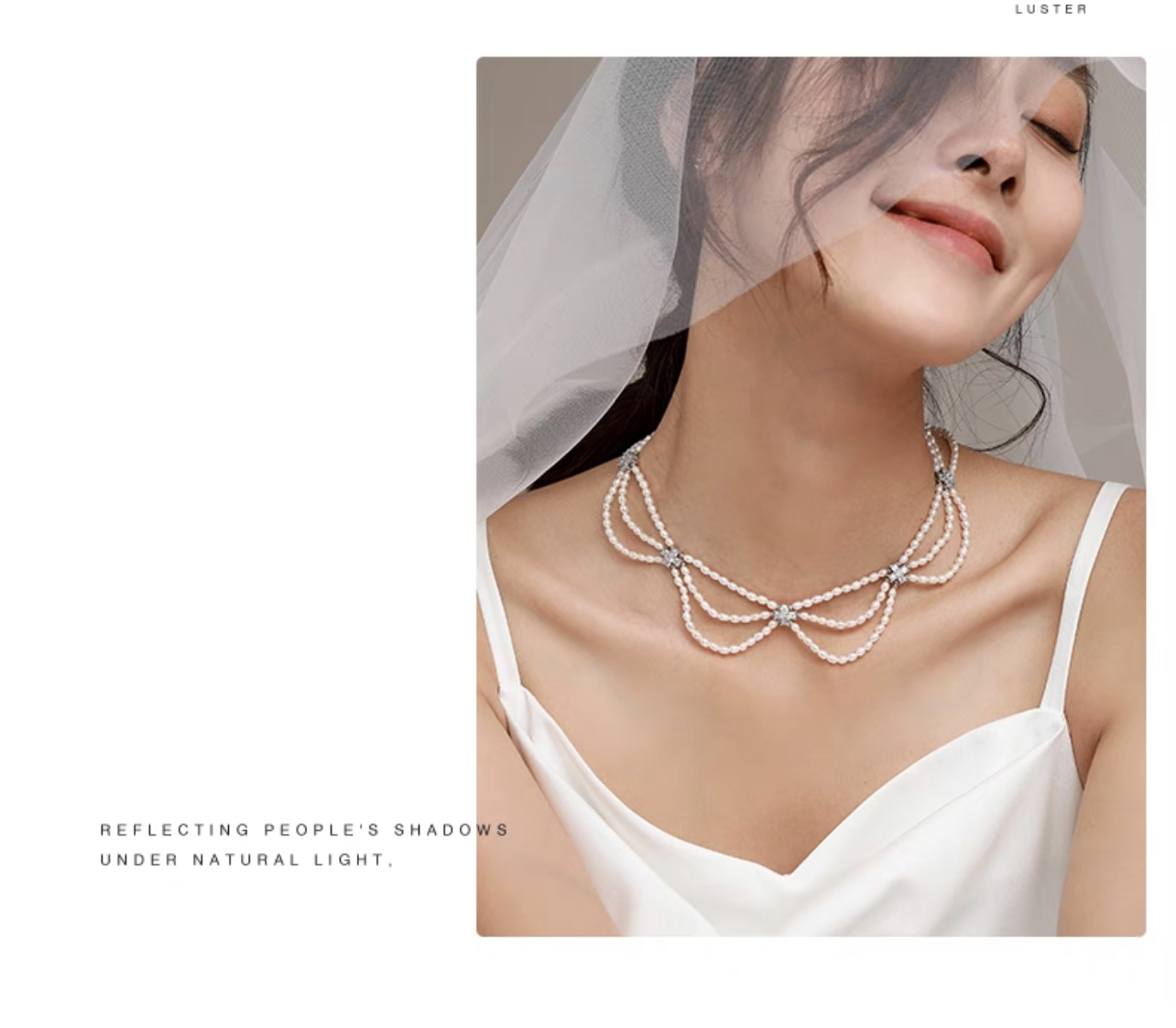 Ariel Star Frost Freshwater Pearl Necklace Women's Pattern Chain 4-5mm White Near Round Bead Necklace