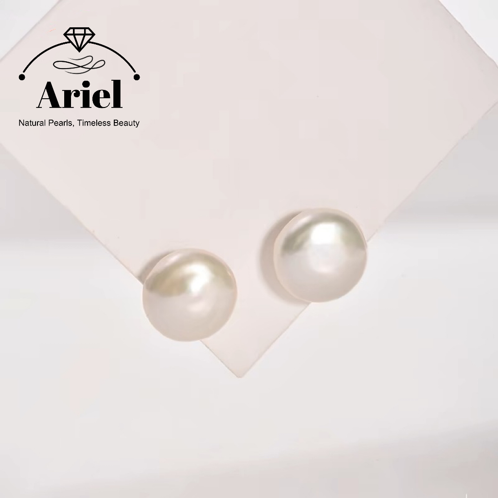 Ariel Pearl 925 Silver Freshwater Pearl Earrings 11-15mm Irregular Button Large Particle Pearl Earrings