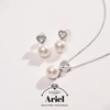 Ariel 925 Silver Freshwater Pearl Set 9-11mm White Hanging Chain Earrings