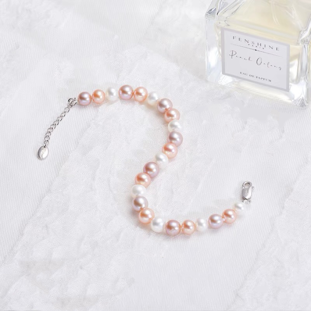 Ariel Freshwater Pearl Bracelet Round Strong Light Fashion Mixed Color Bracelet