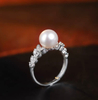 Ariel Flower Stance 8-9mm Round Pearl Seedless Freshwater Pearl Ring S925 Silver Ring Single Pearl Female