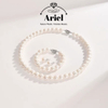 Ariel Freshwater Pearl Three Piece Set Round White Simple Jewelry