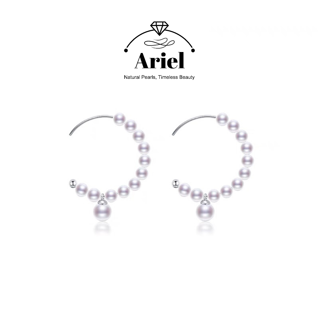 Ariel Freshwater Pearl Earrings 3-6mm Round Xiaomi Bead Earrings for Autumn And Winter Versatile Jewelry Gifts for Best Friends