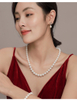 Round high light freshwater pearl necklace, white high-end jewelry gift