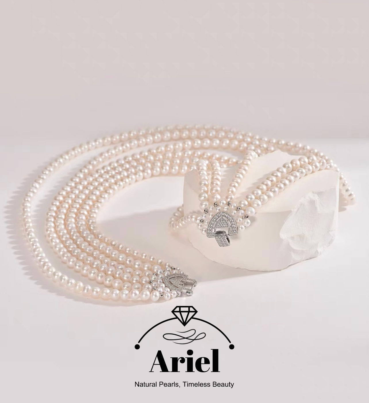 Ariel Fanyu S925 Silver Freshwater Pearl Necklace Near Round Multi Layer Necklace High End Banquet Jewelry for Women