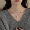 Ariel Size bead gradient pearl necklace necklace, light luxury niche collarbone chain, sweater chain accessories, fine silver necklace 