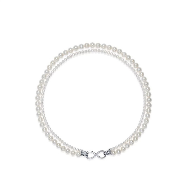 Ariel Double layered natural nuclear free freshwater pearl collarbone bead necklace with natural strong light