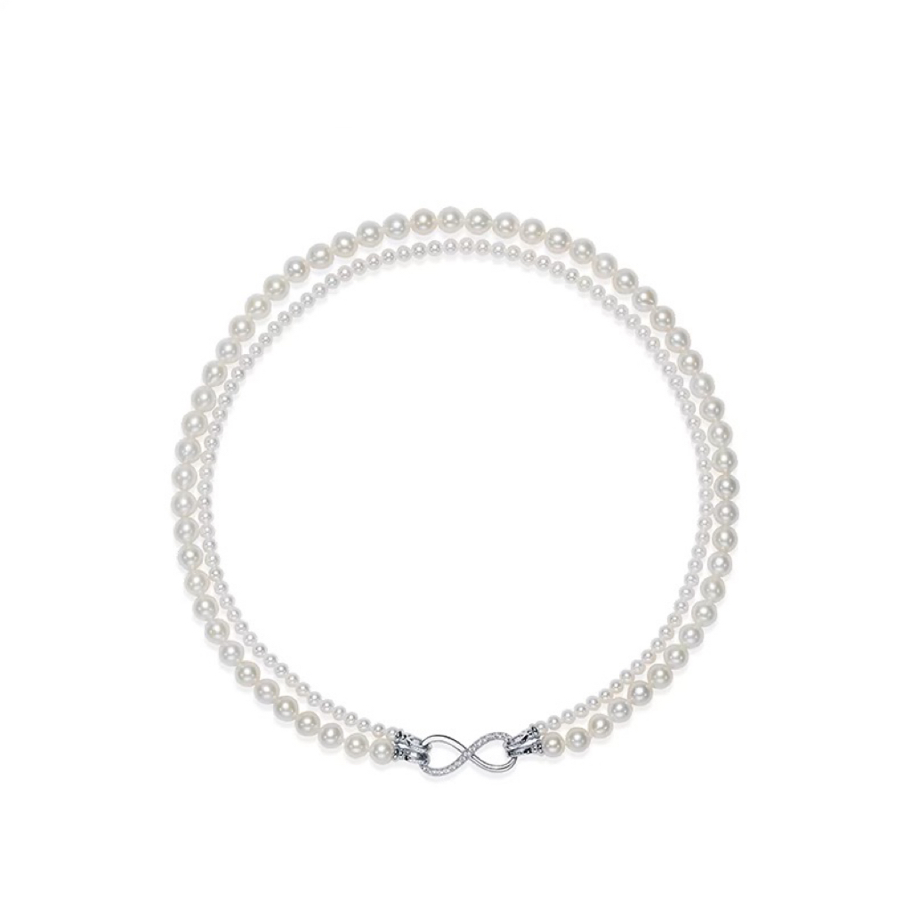 Ariel Double layered natural nuclear free freshwater pearl collarbone bead necklace with natural strong light