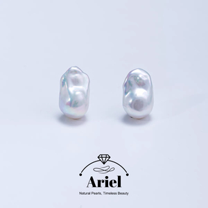 Ariel Natural dazzling large Baroque pearl earrings French retro atmospheric simple 925 sterling silver fashionable