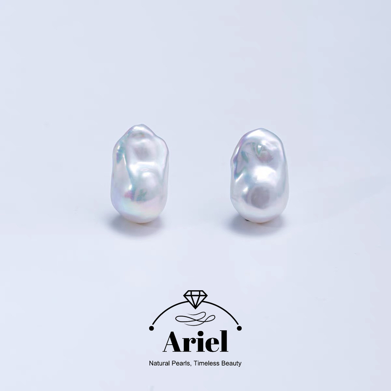 Ariel Natural dazzling large Baroque pearl earrings French retro atmospheric simple 925 sterling silver fashionable