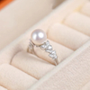 Ariel Flower Stance 8-9mm Round Pearl Seedless Freshwater Pearl Ring S925 Silver Ring Single Pearl Female