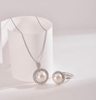 Ariel Far Love Set 925 Silver Freshwater Pearl Pendant Ring Two Piece Set Birthday Gift for Girlfriend