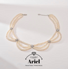 Ariel Star Frost Freshwater Pearl Necklace Women's Pattern Chain 4-5mm White Near Round Bead Necklace