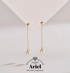Ariel Freshwater pearl earrings white round light luxury elegant earrings for women