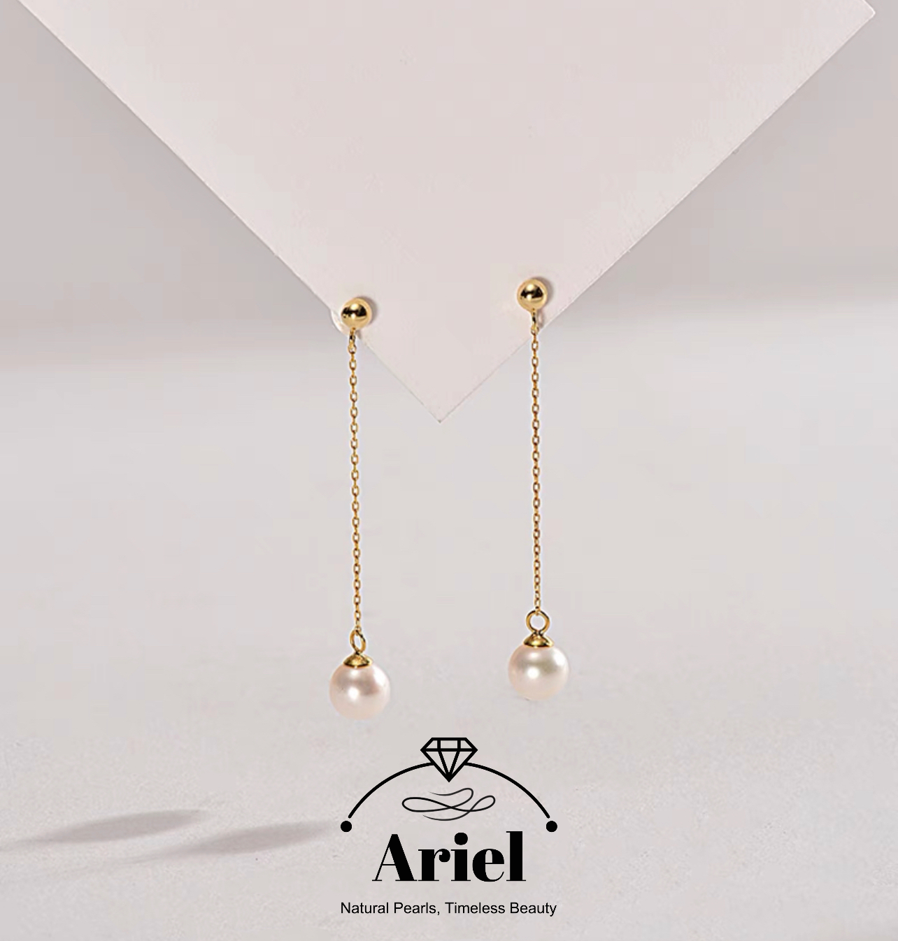 Ariel Freshwater pearl earrings white round light luxury elegant earrings for women